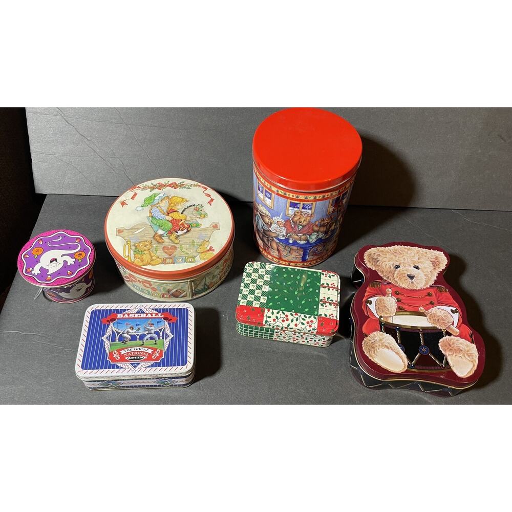 Lot Of 6 Assorted Tin Cans